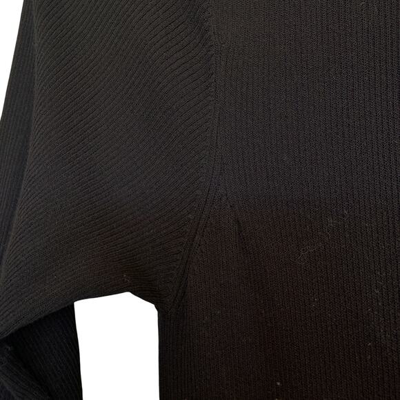 Thakoon Black Ribbed Knit Drop Waist Midi Dress LARGE Modest Designer Work $348 - Picture 10 of 10